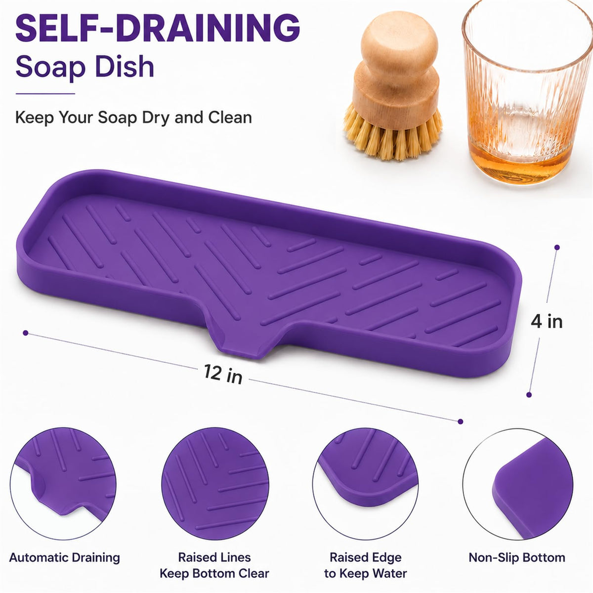 Silicone Soap Dish with Drain Spout