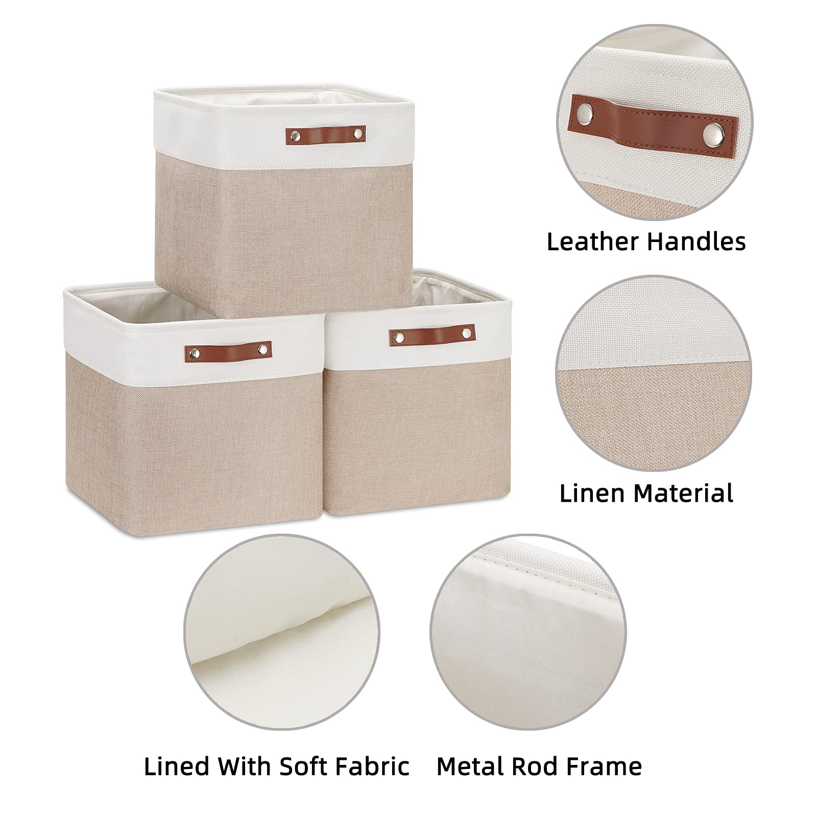 Cube Storage Baskets for Shelves Foldable Storage Baskets (3 Count)