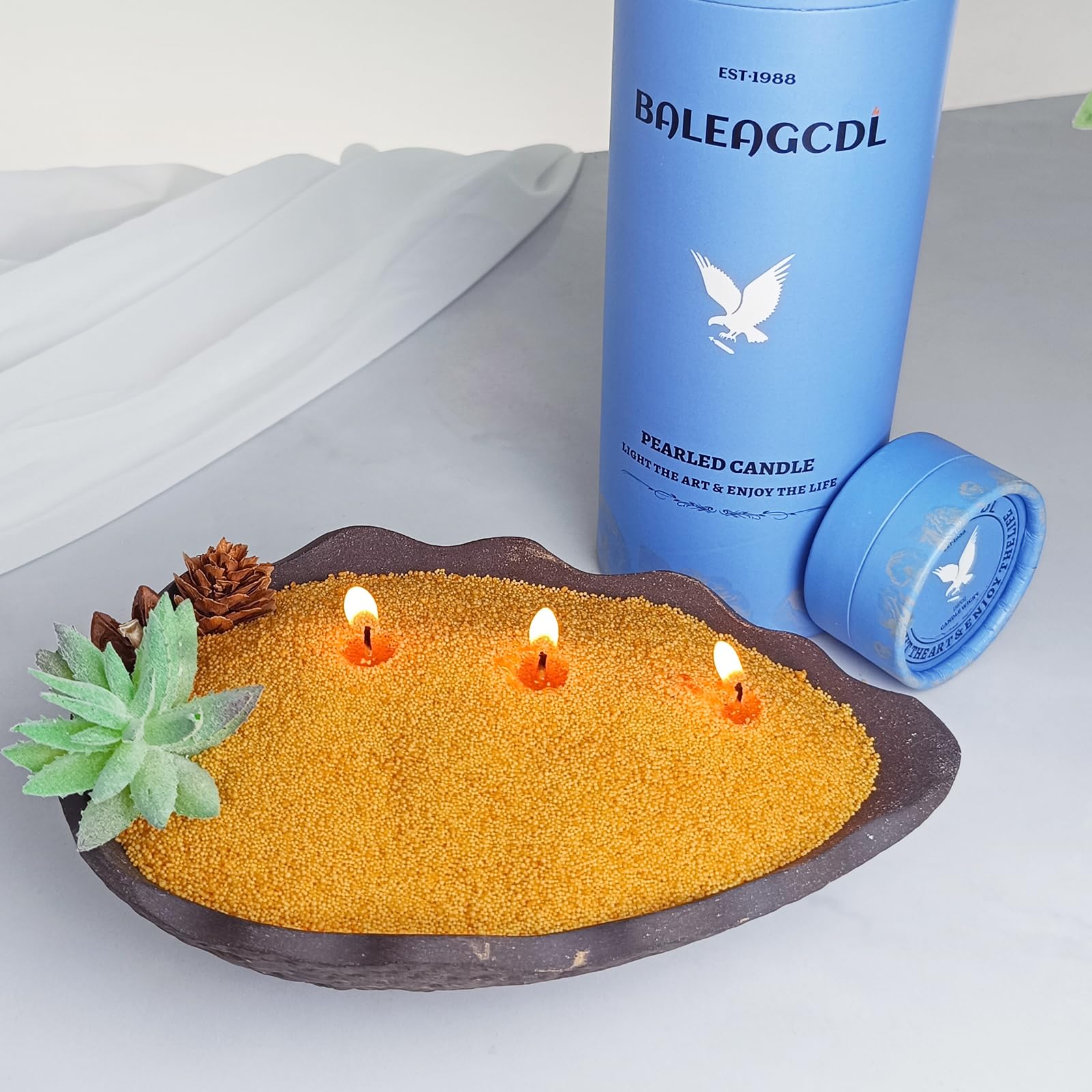 Osmanthus Scented Pumpkin Pearled Candle 18oz Luxury Sand Candle Granulated Wax (18 Ounce)