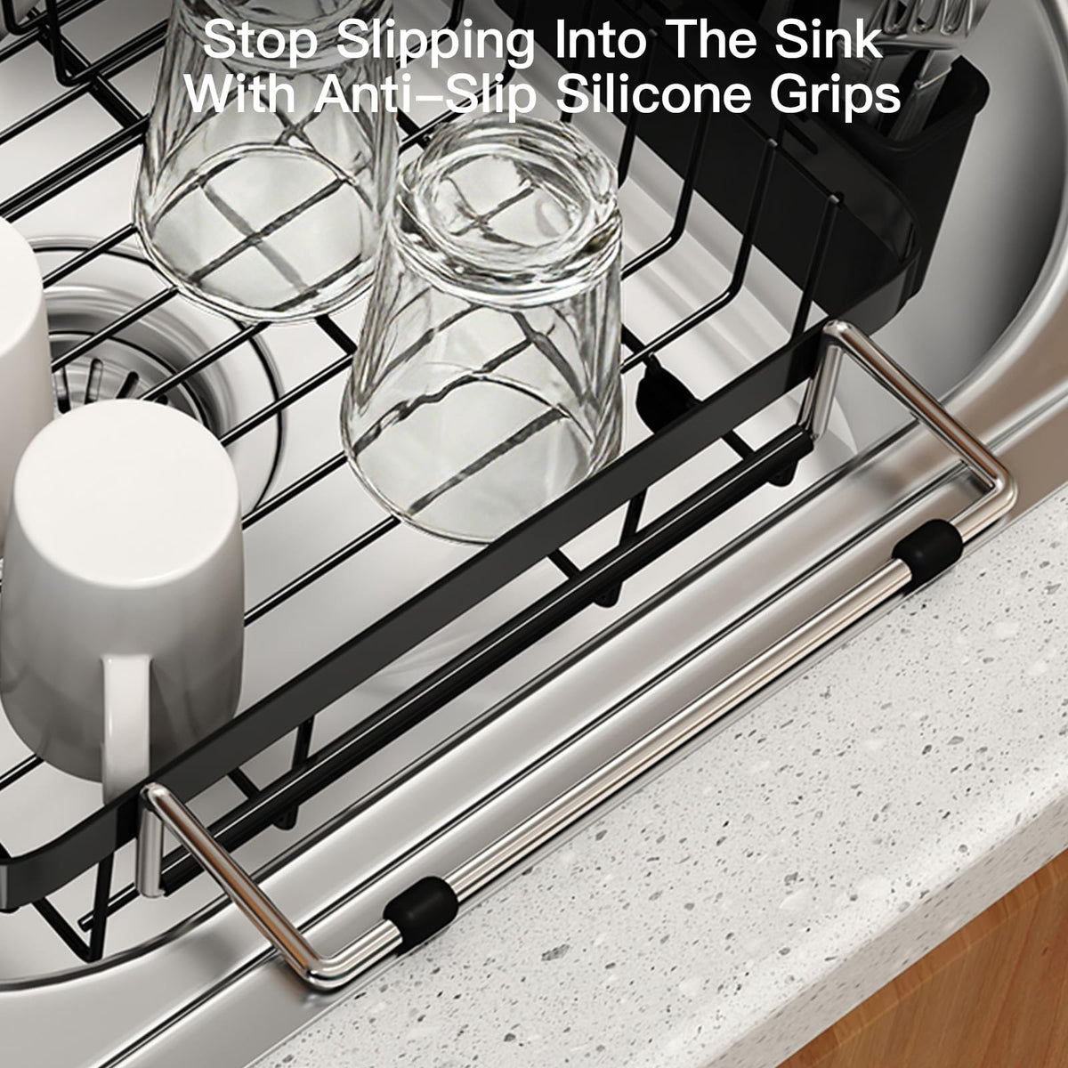 Dish Drying Rack Over The Sink with Utensil Holder