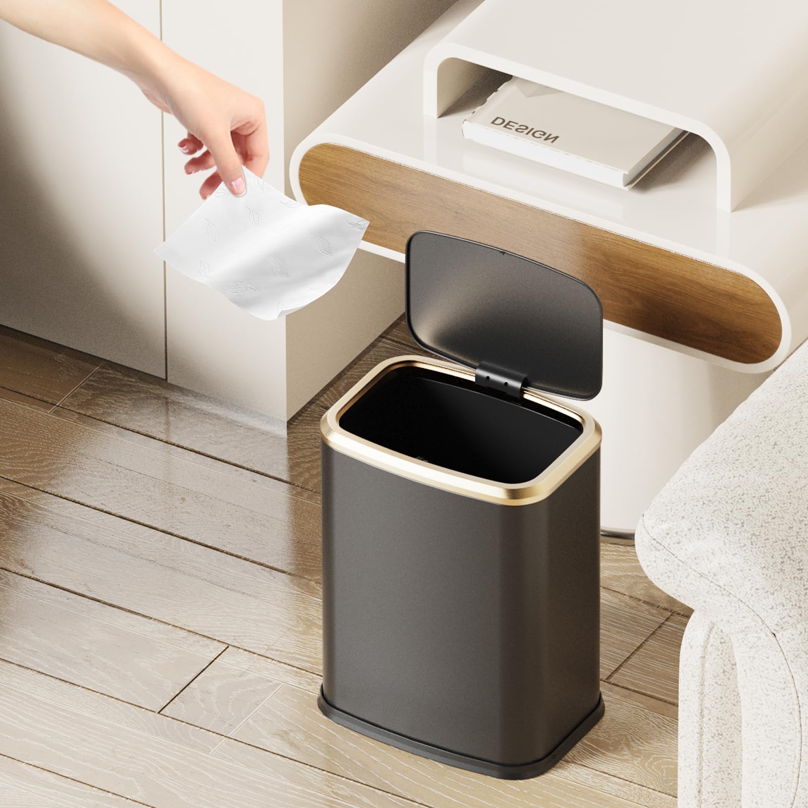 2.1 Gallon Bathroom Trash Can with Lid Press Top