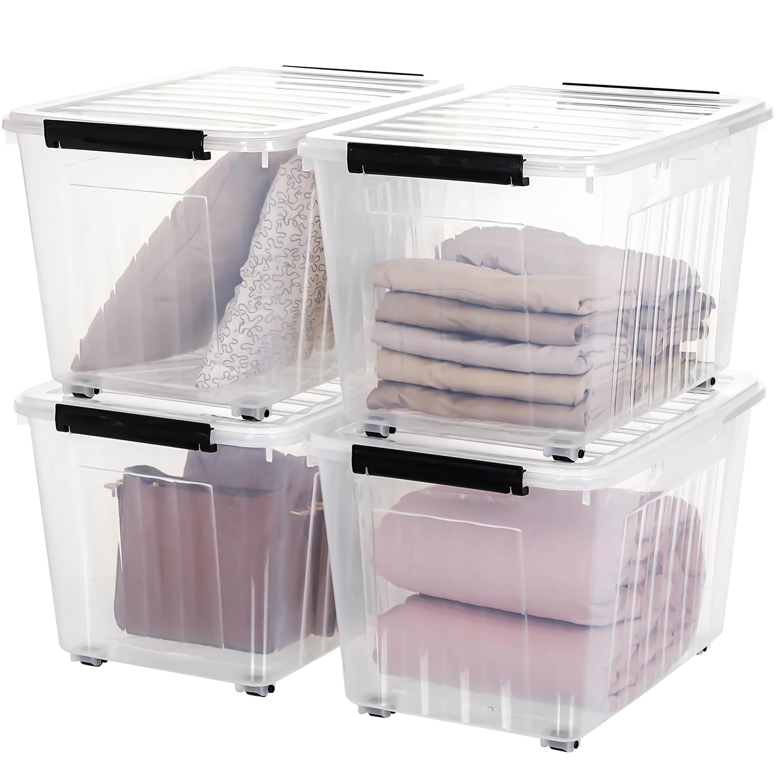 82 Quart Large Clear Plastic Storage Bins with Lids 4 (4 Count)
