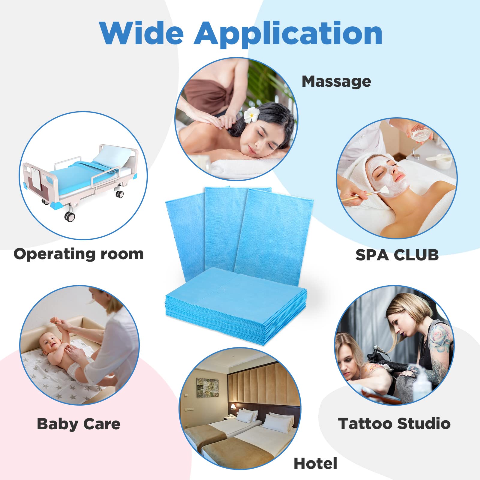 150 Pieces Disposable Massage Table Sheets 31" x 70" Waterproof Bed Sheets Non Woven Bed Cover for Massage Table Beauty Salons Tatto Spa Hotels