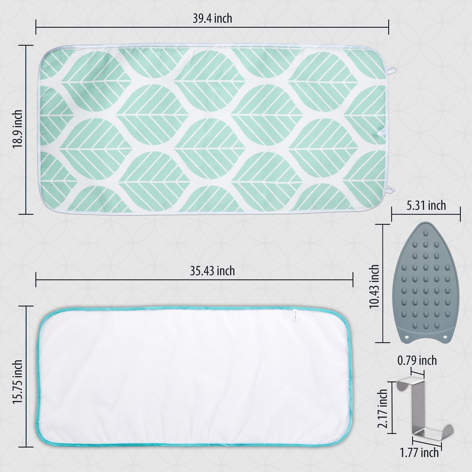 Ironing Mat Portable Ironing Pad 39.4 x 18.9 inch Table Top Iron Board 5 in 1 Travel Iron Blanket for Washer