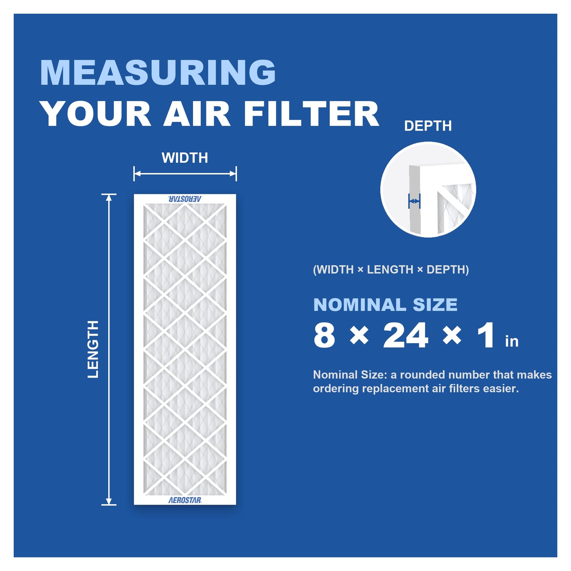 Air Filter 8x24x1 MERV 13 AC Filter (4 Count)