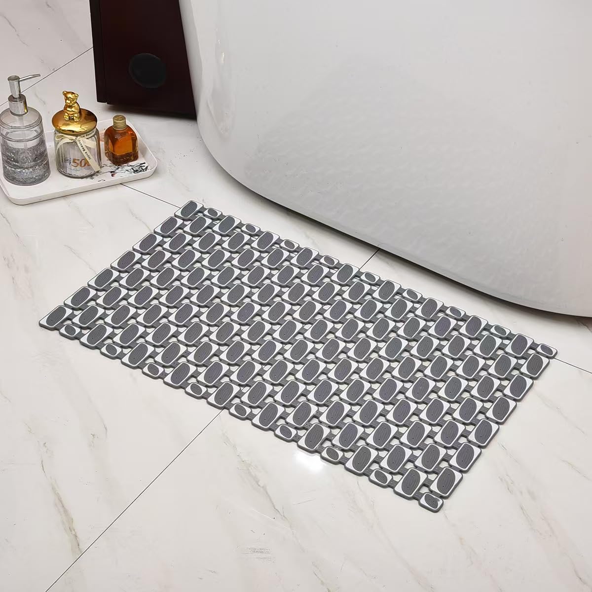 Bathtub Mats Non Slip for Bathroom with Suction Cups and Drain Holes 27.6 * 15.7 Inch Shower Mat for Inside Shower