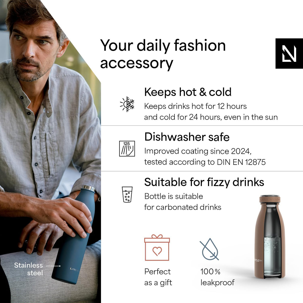 Stainless Steel Insulated Water Bottle 12oz 17oz 25oz 34oz 51oz