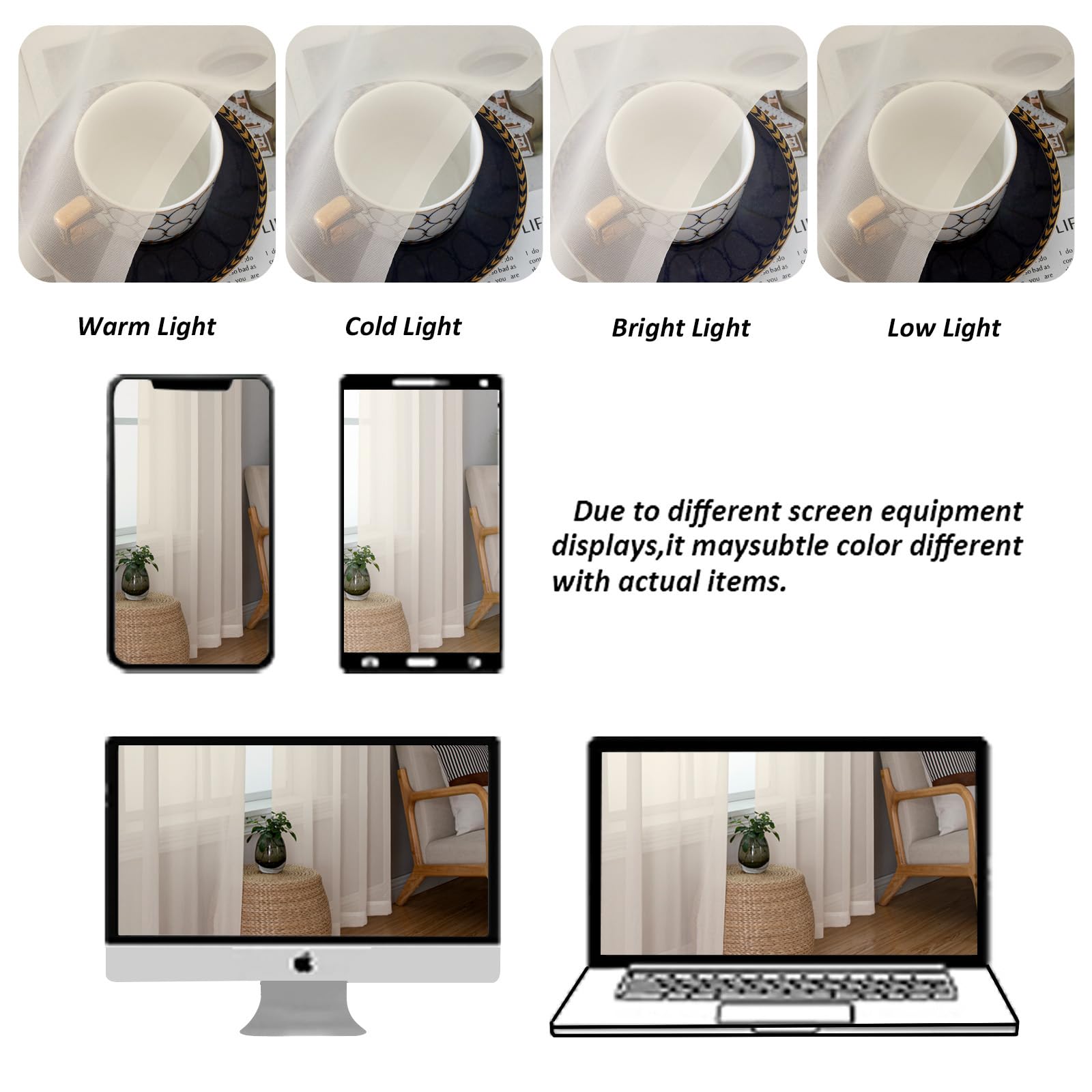Cream Sheer Valances for Windows (2 Count)