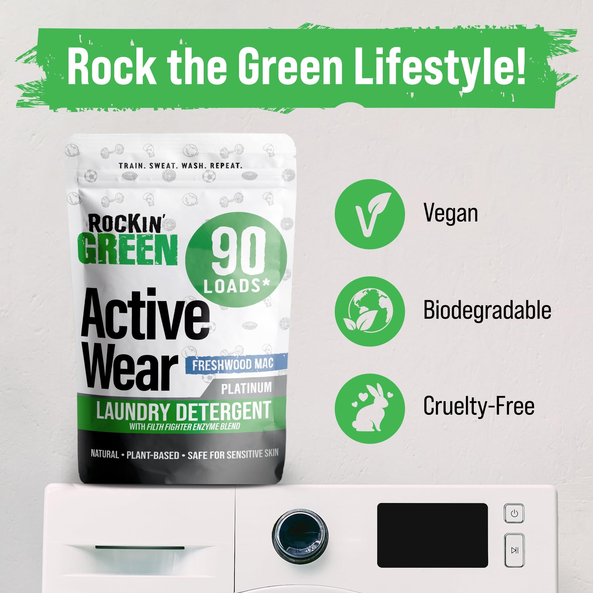 Active Wear Laundry Detergent Powder Freshwood Mac 90 Loads (45 Ounce)