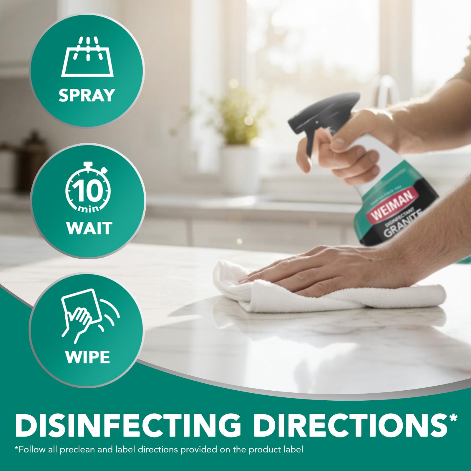 Disinfecting Granite & Stone Daily Cleaner and Sealer Kit (48 Fl Oz)