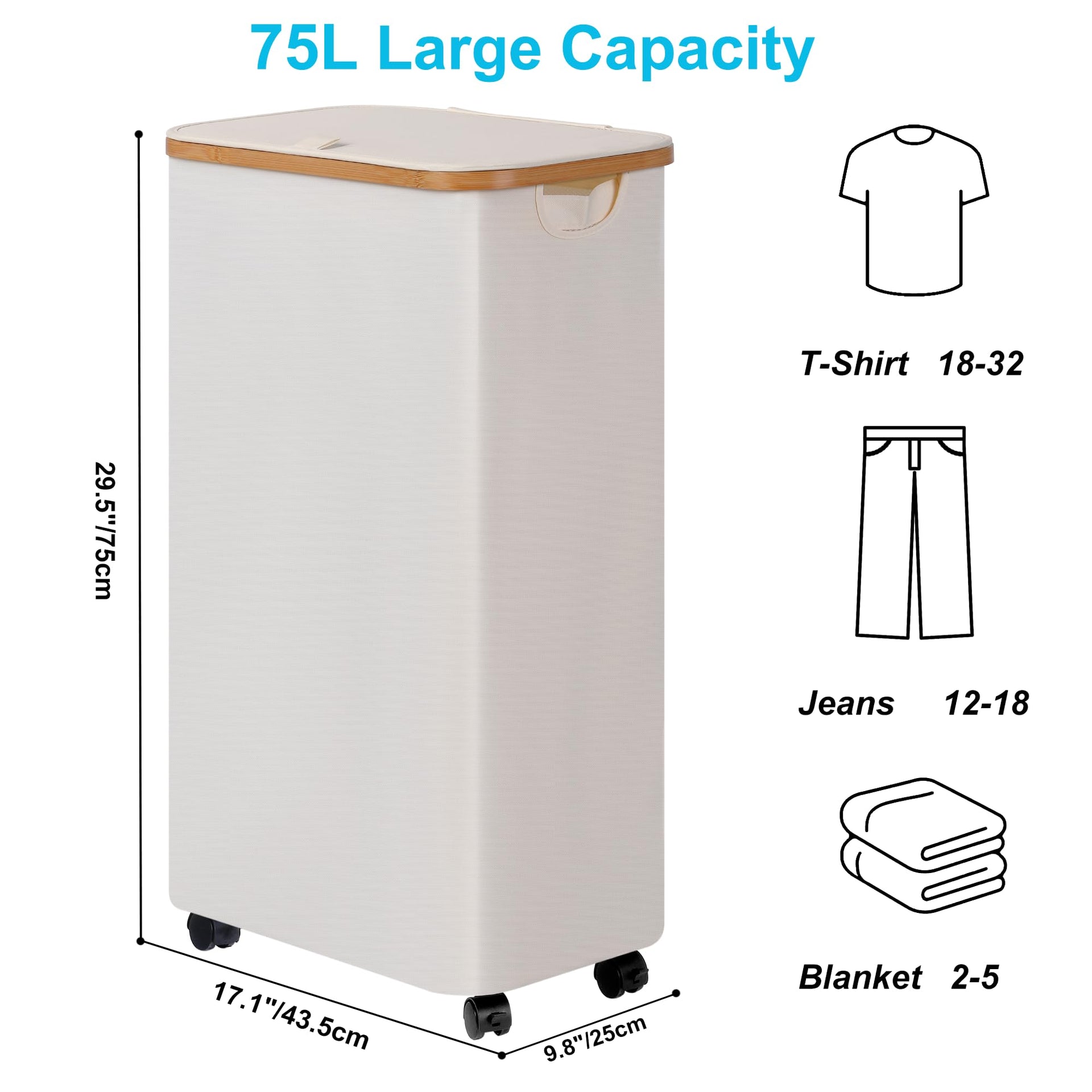 Slim Laundry Hamper with Wheels