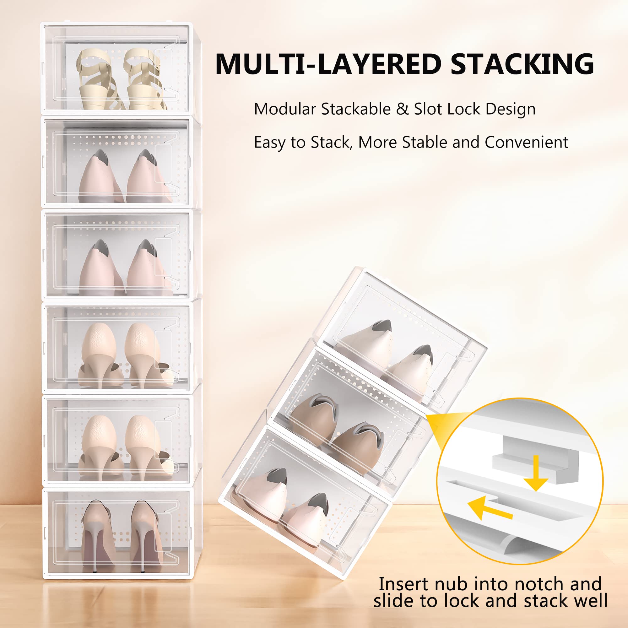 12 Pack X Large Shoe Organizer Storage Boxes for Closet (12 Count)