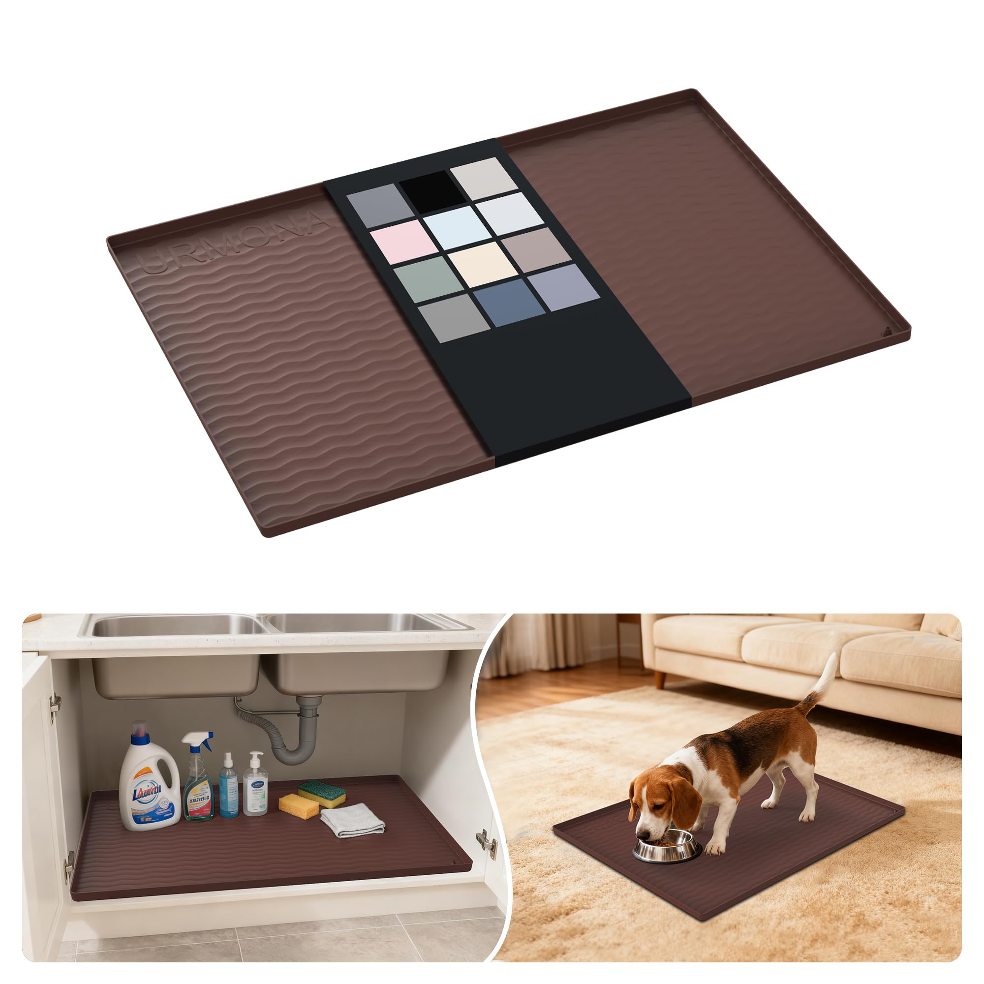 Waterproof Silicone Under Sink Mat 28'' x 22'' Shelf Liner for Kitchen and Bathroom