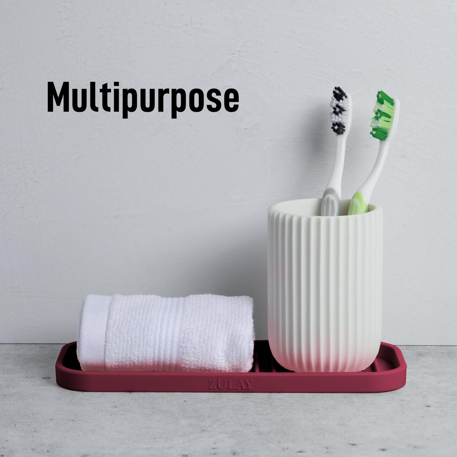 9x3.5) Silicone Sponge Holder for Kitchen Sink - Flexible Multipurpose Soap Tray - Sink Organizer for Kitchen, Bathroom, Makeup, Trinkets & More (Wine Red)