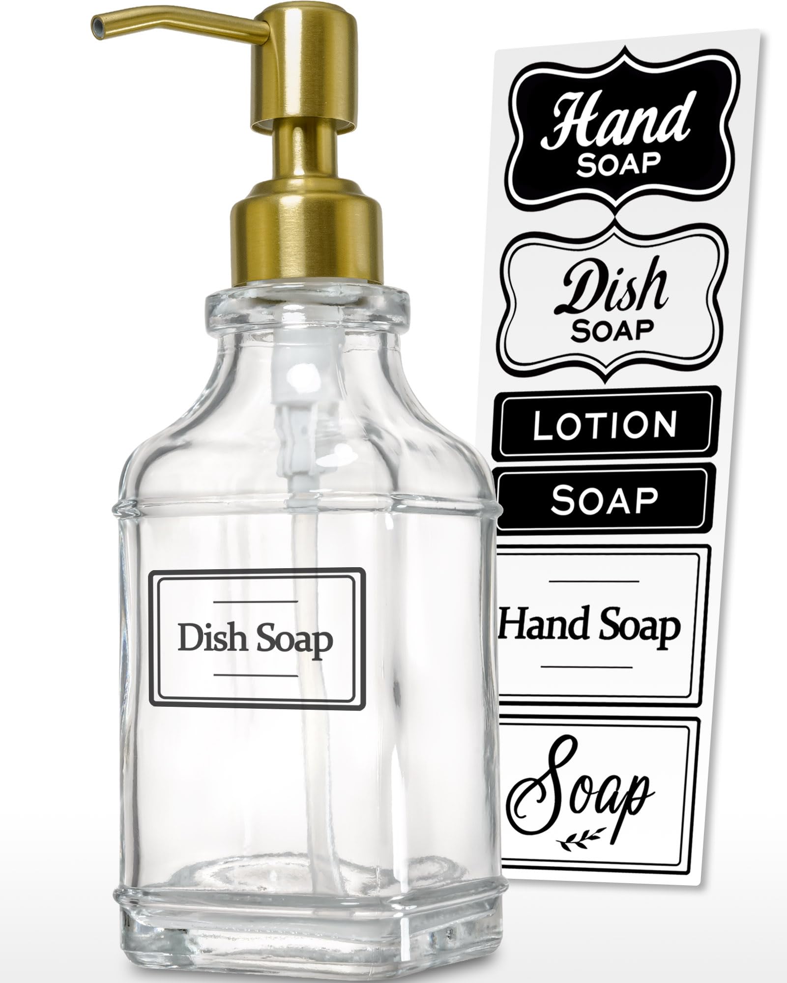 Antique Square Glass Soap Dispenser with Golden Rust Proof Pump