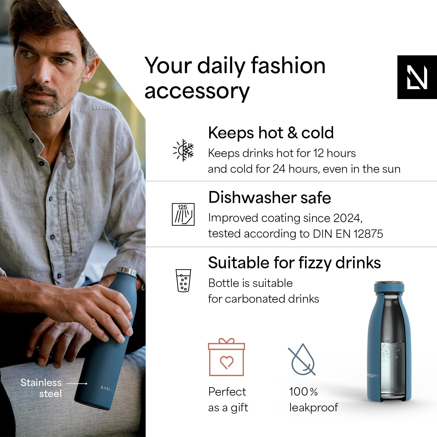 Stainless Steel Insulated Water Bottle 12oz 17oz 25oz 34oz 51oz