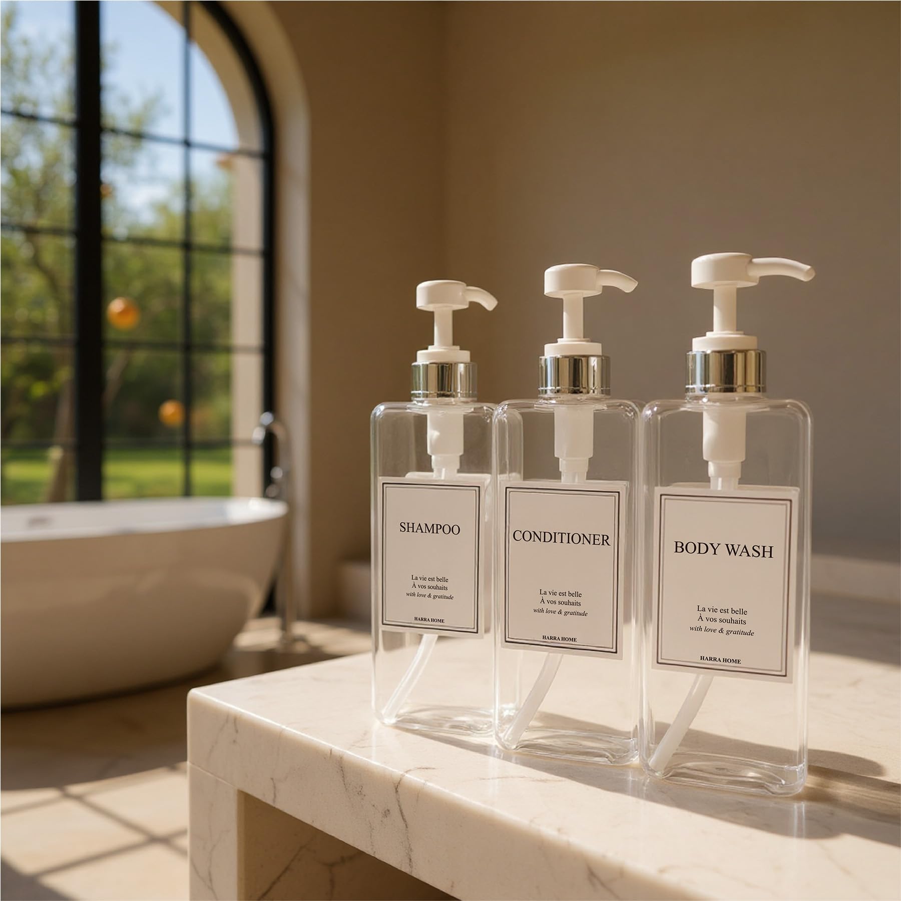 Modern Design Shampoo and Conditioner Dispenser (3 Count)