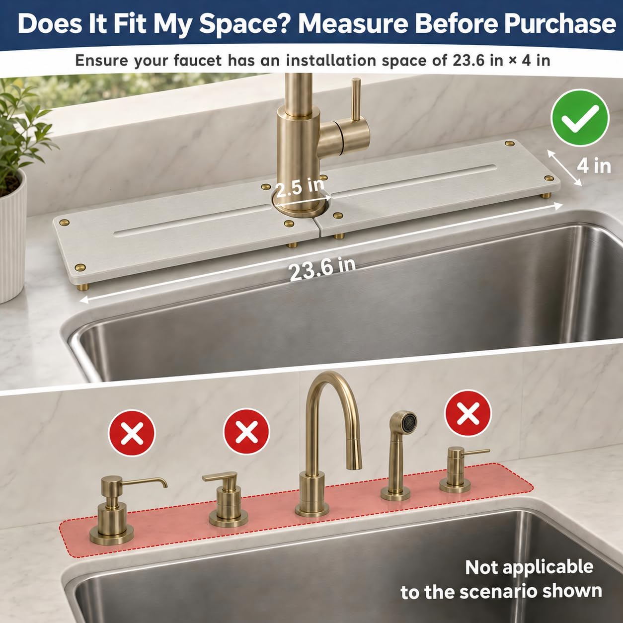 2PCS Stone Faucet Mat for Kitchen Sink (2 Count)