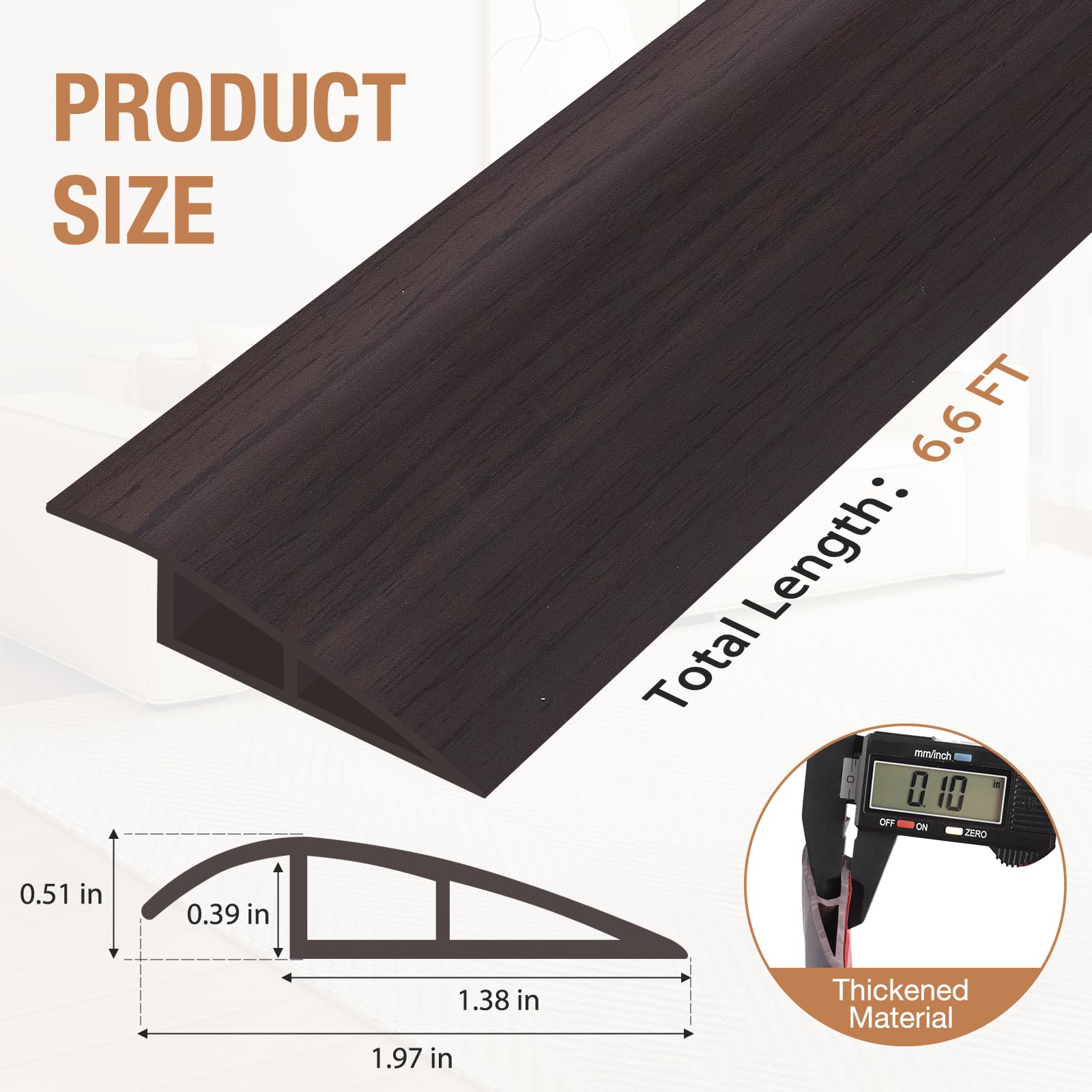 Floor Transition Strip Self Adhesive Vinyl Door Threshold Strip (6.6 Foot)