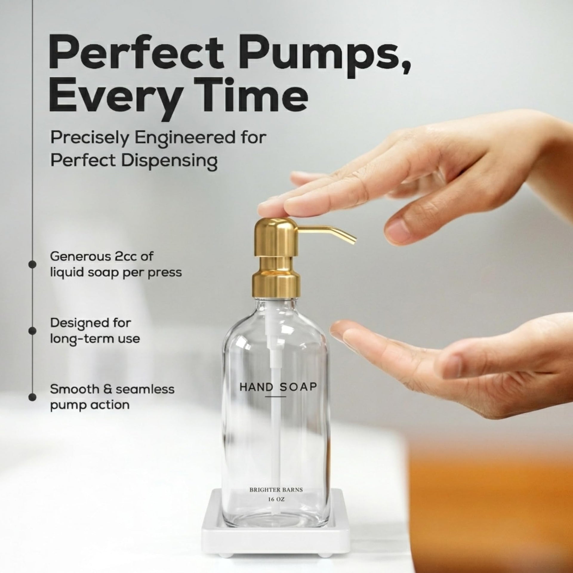 Luxury Glass Hand and Dish Soap Dispenser Set by Brighter Barns