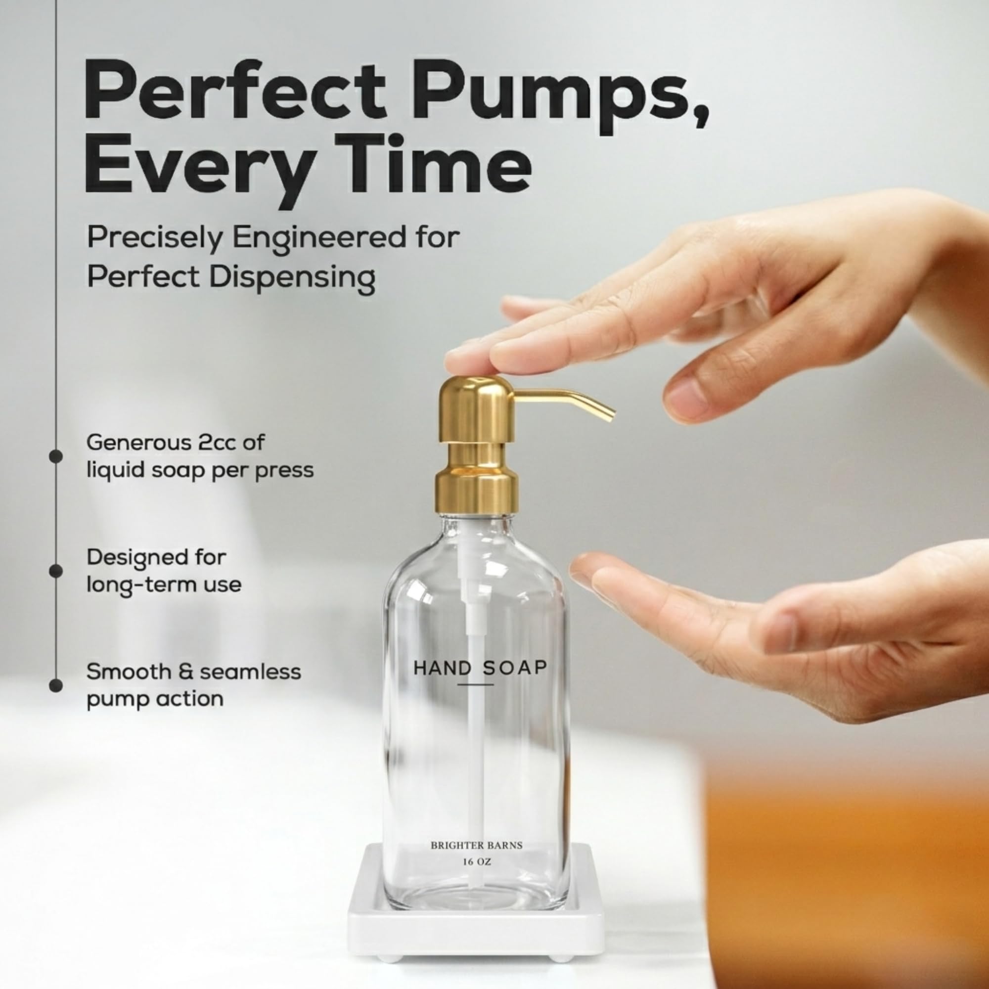 Luxury Glass Hand and Dish Soap Dispenser Set by Brighter Barns