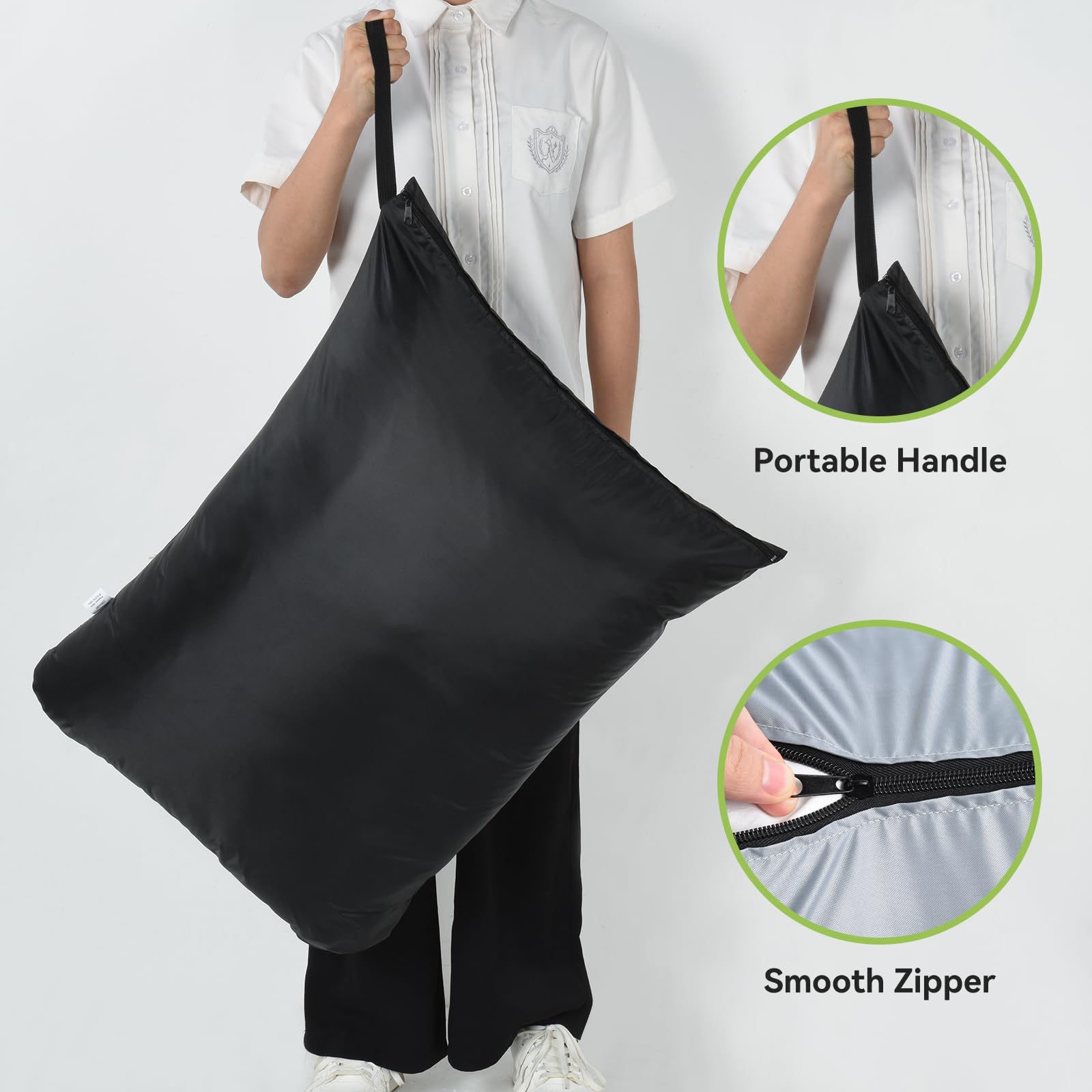 2PCS Large Wet Bag 20x24 inch Waterproof Bag for Swimsuit Reusable Wet Dry Bag With Portable Handle Wet Clothes Storage Gym Bag for Beach Pool Drying do not exceed 176℉ Black & Grey (2 Count)