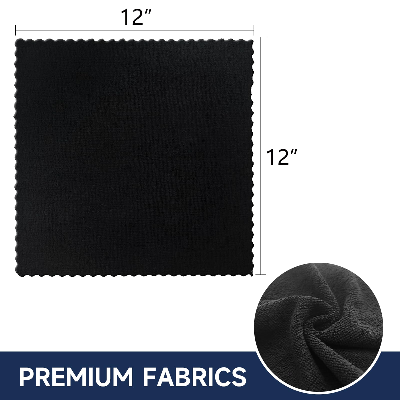 12" x 12" Black Microfiber Cleaning Cloth (40 Count)