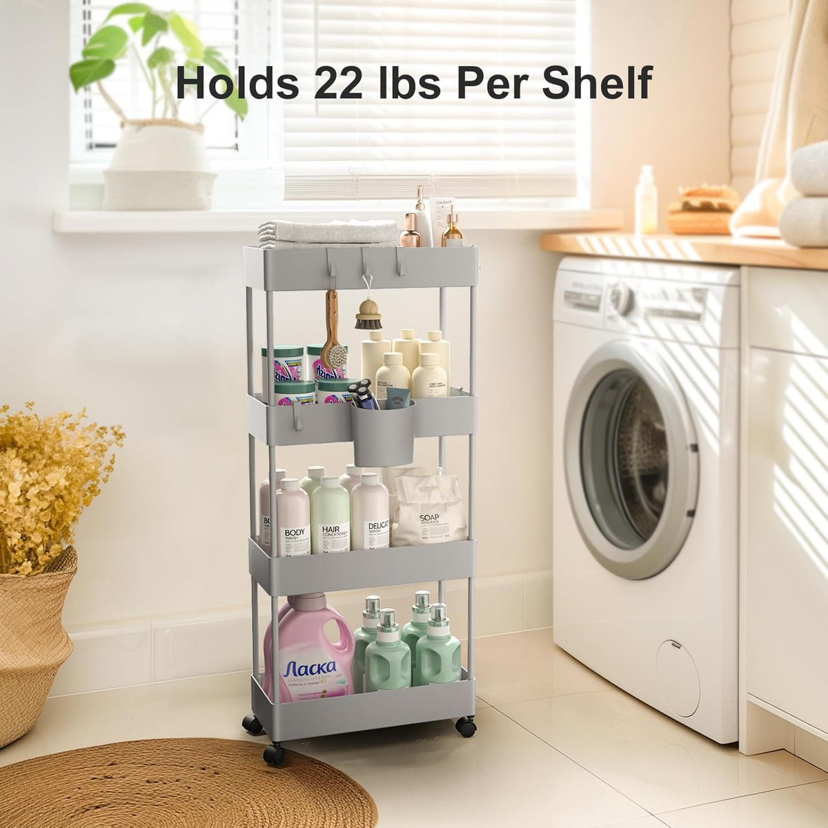 4 Tier Slim Storage Cart with Wheels