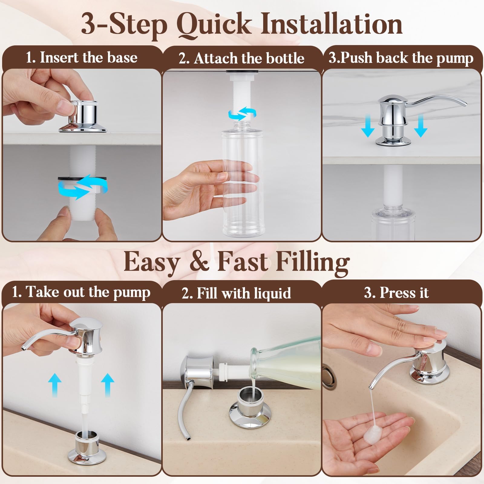 Built in Soap Dispenser for Kitchen Sink Countertop