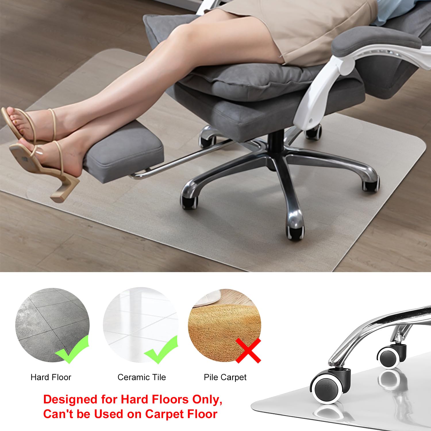 Clear Chair mat for Hardwood Floor 46 x 46 inches