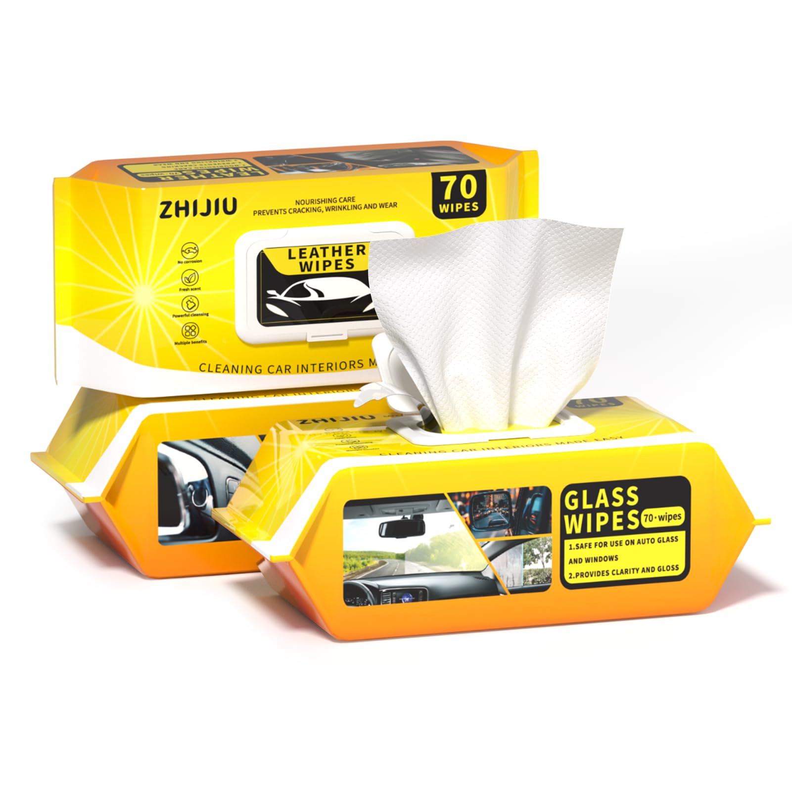 Car Wipes Extra Large 8" x 8" Wipes for Car Interior (210 Count)