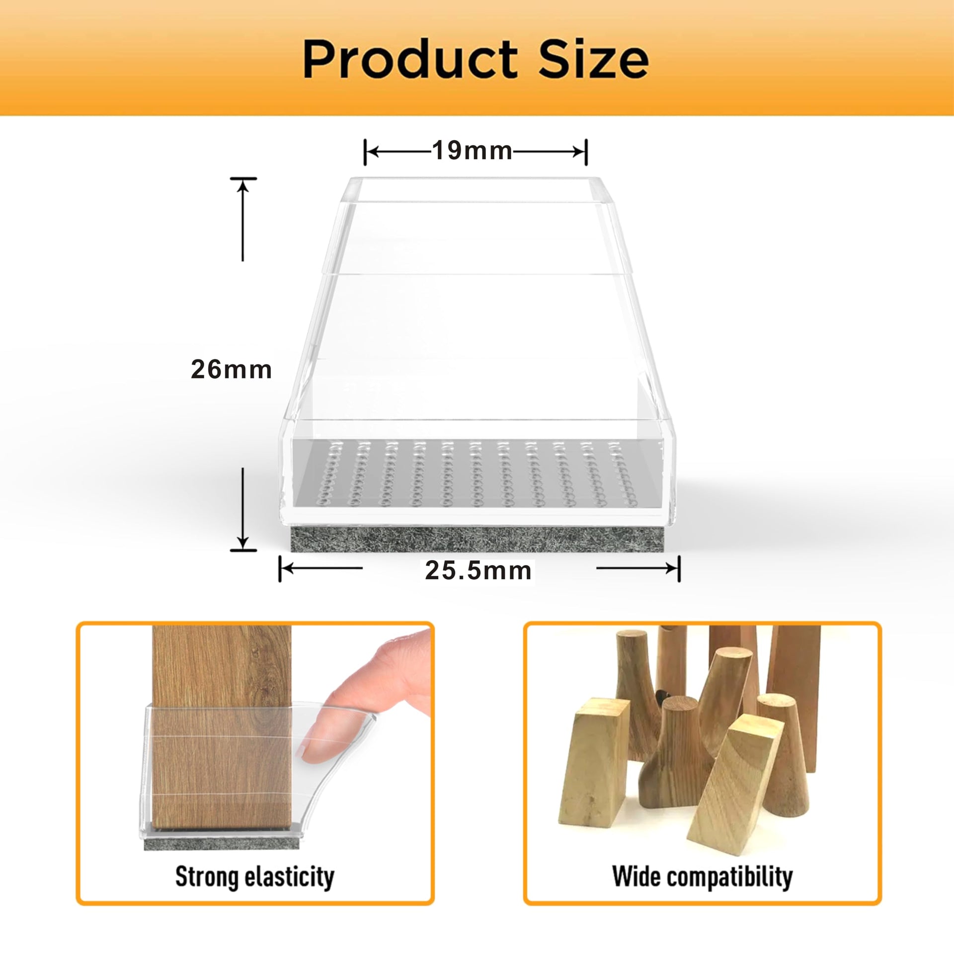 Square Chair Leg Protectors for Hardwood Floors (16 Count)
