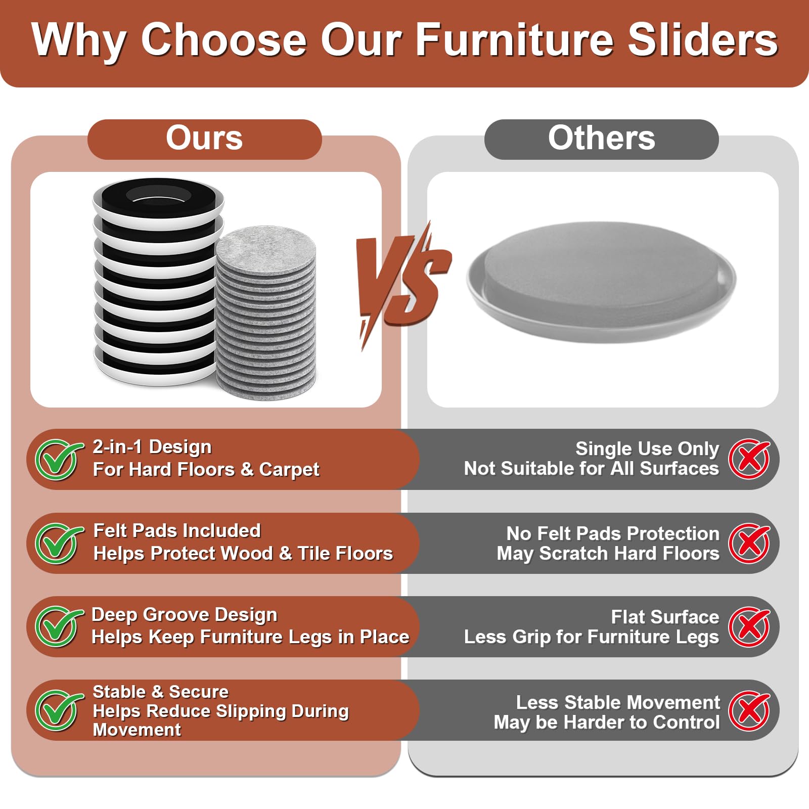 Furniture Sliders for Hardwood Floors (24 Count)