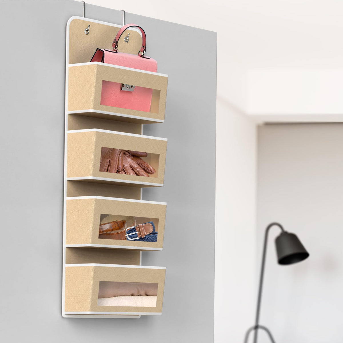 4 Clear Window Pocket Over Door Hanging Organizer