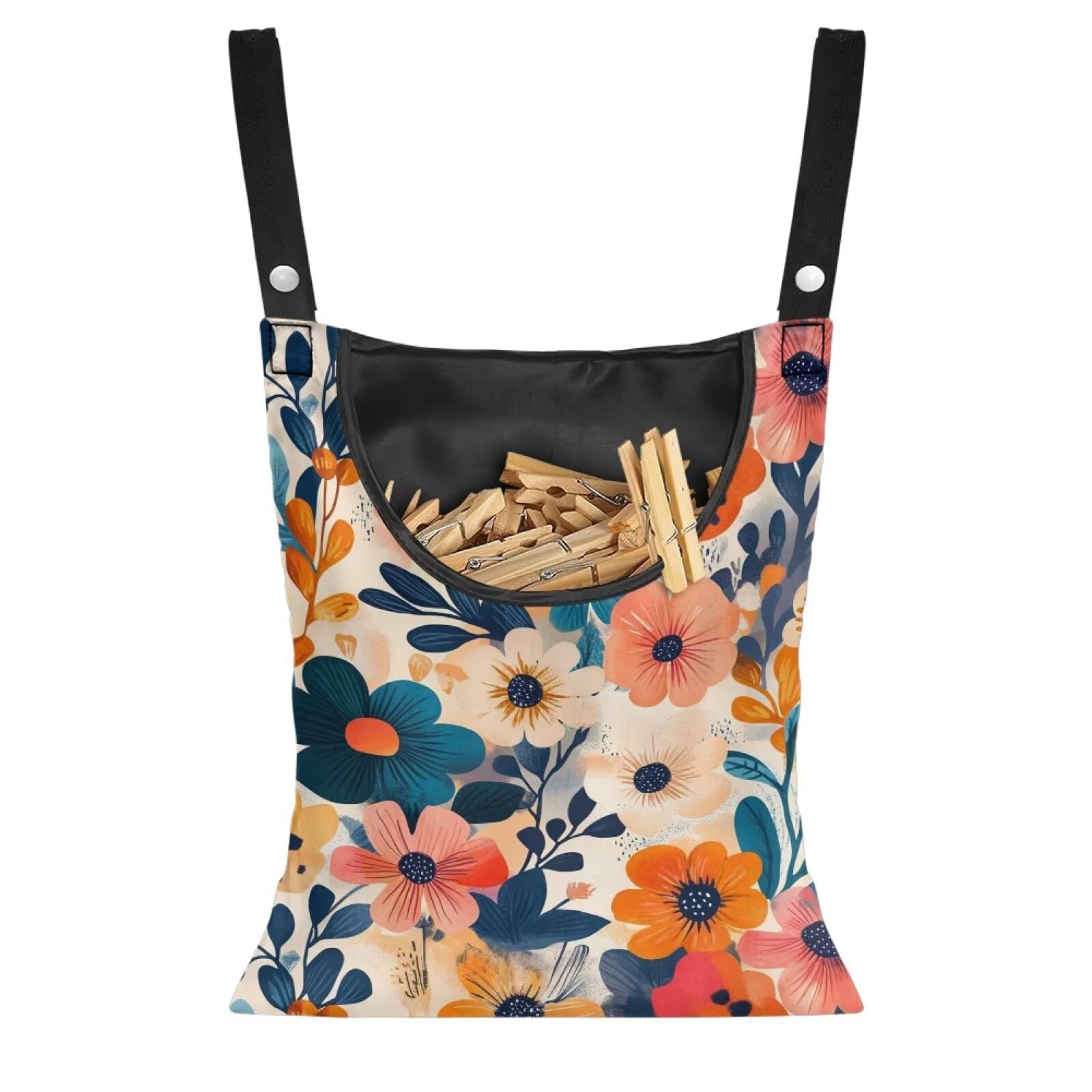 Colorful Gorgeous Flowers Rotatable Clothespin Storage Bag
