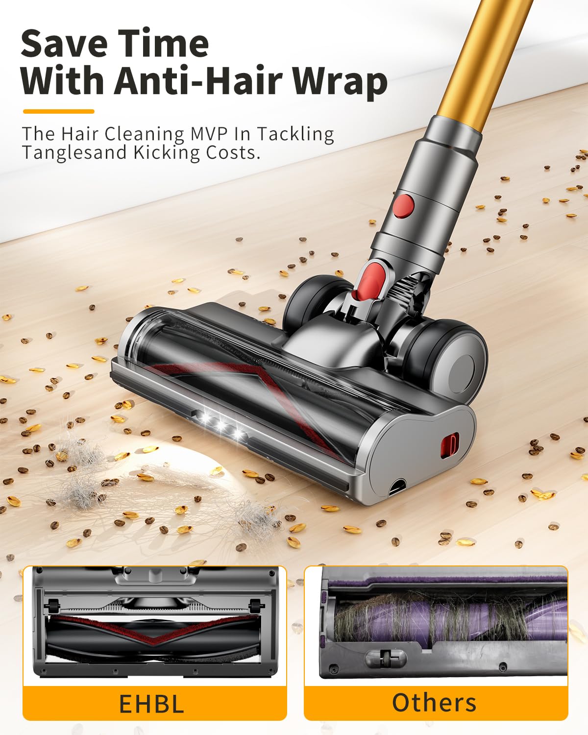 Cordless Vacuum Cleaner for Home 600W 60Kpa Upgraded Powerful Stick Vacuum Up to 75Mins