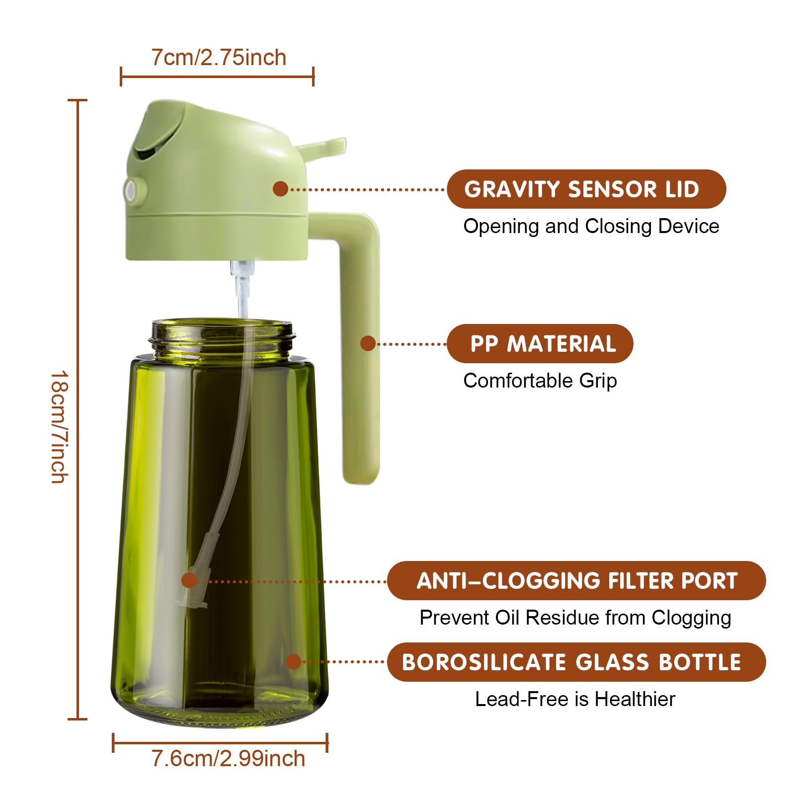 16oz 470ml Light Blocking Oil Sprayer for Cooking with Stickers