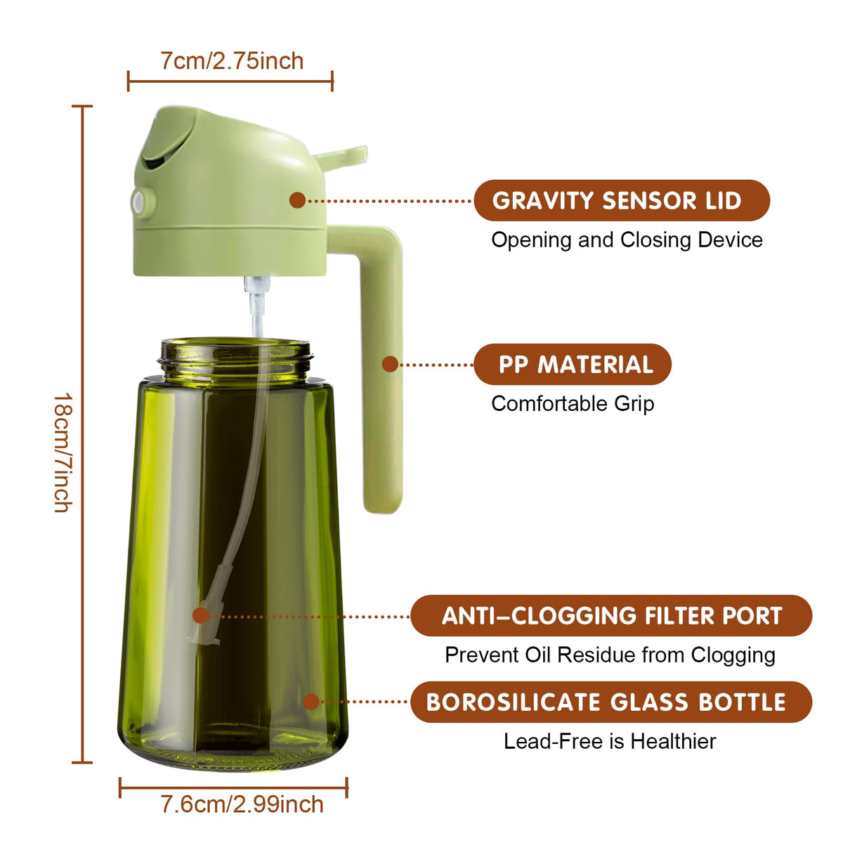 2PCS 16oz 470ml Oil Sprayer for Cooking with Stickers