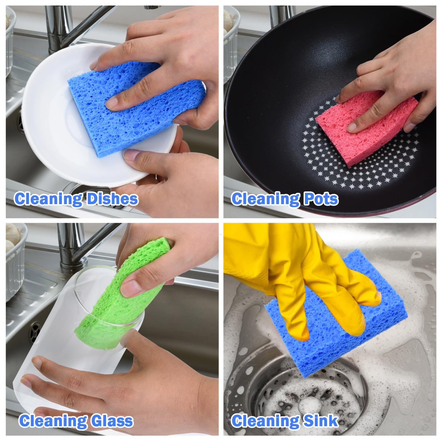 72 Pack Sponges Kitchen Natural Compressed Cellulose Sponges Bulk Non Scratch for Household Cookware Bathroom Cars Soft Super Absorbent Reusable (72 Count)