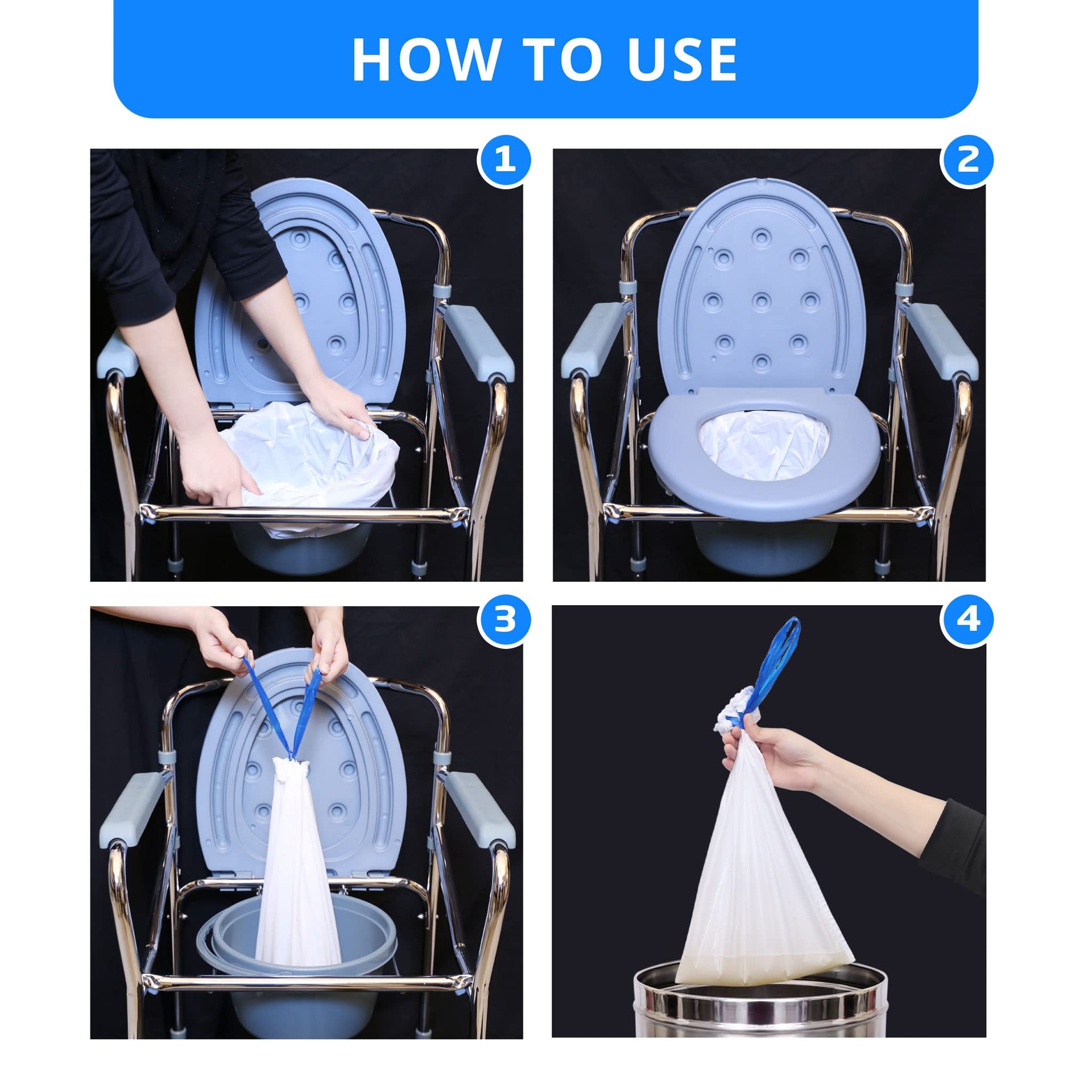 100 Bedside Commode Liners Bags for Commode Toilet (100 Count)