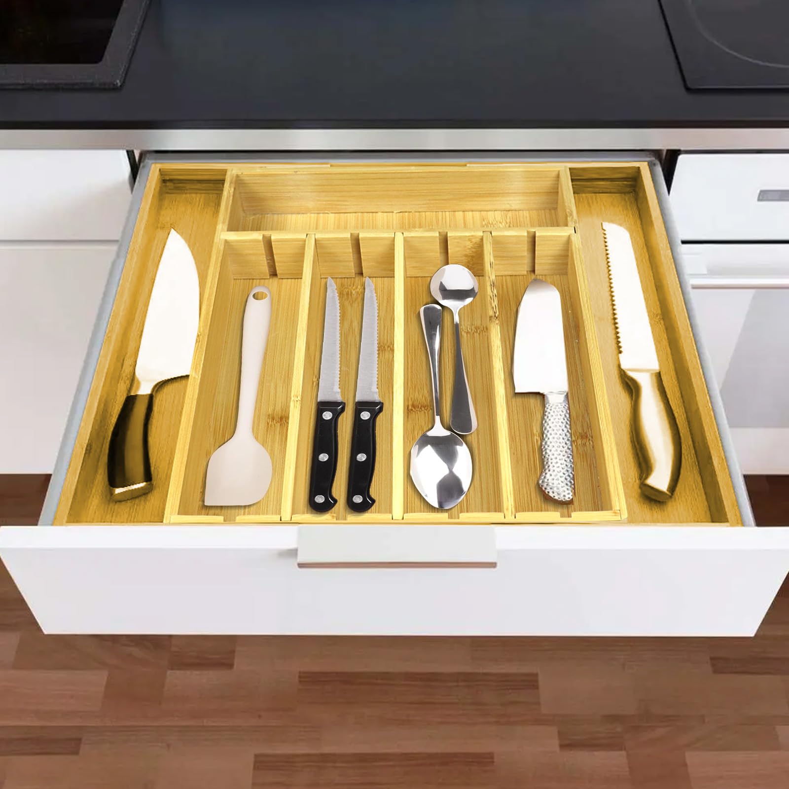 Bamboo Adjustable Drawer Organizer