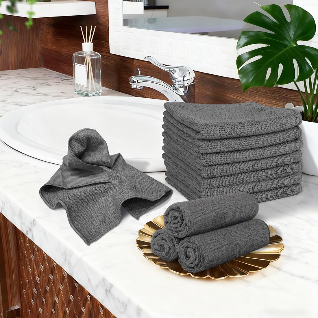 Wash Cloths Face Towels 12x12 Inch 10 Pack (10 Count)