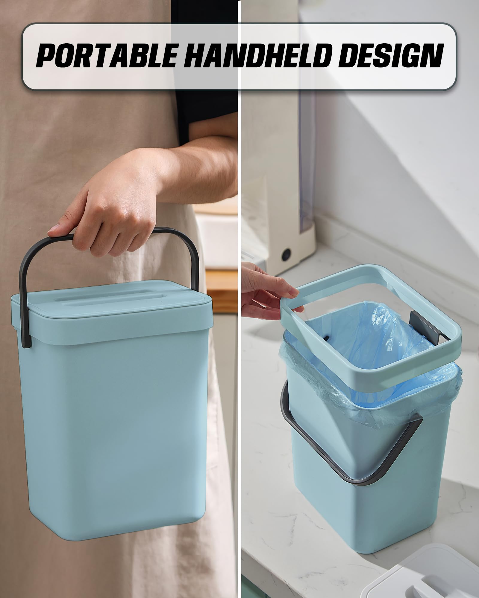 1.3 Gal Hanging Small Trash Can with Lid