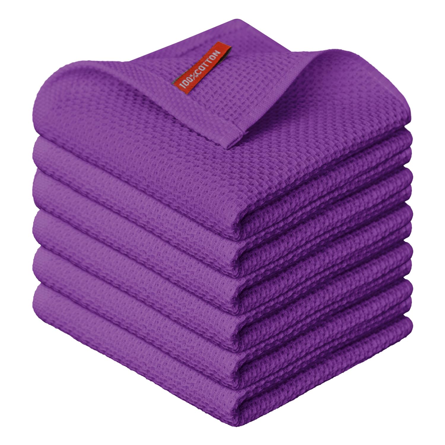 100% Cotton Purple Waffle Weave Kitchen Dish Cloths (6 Count)