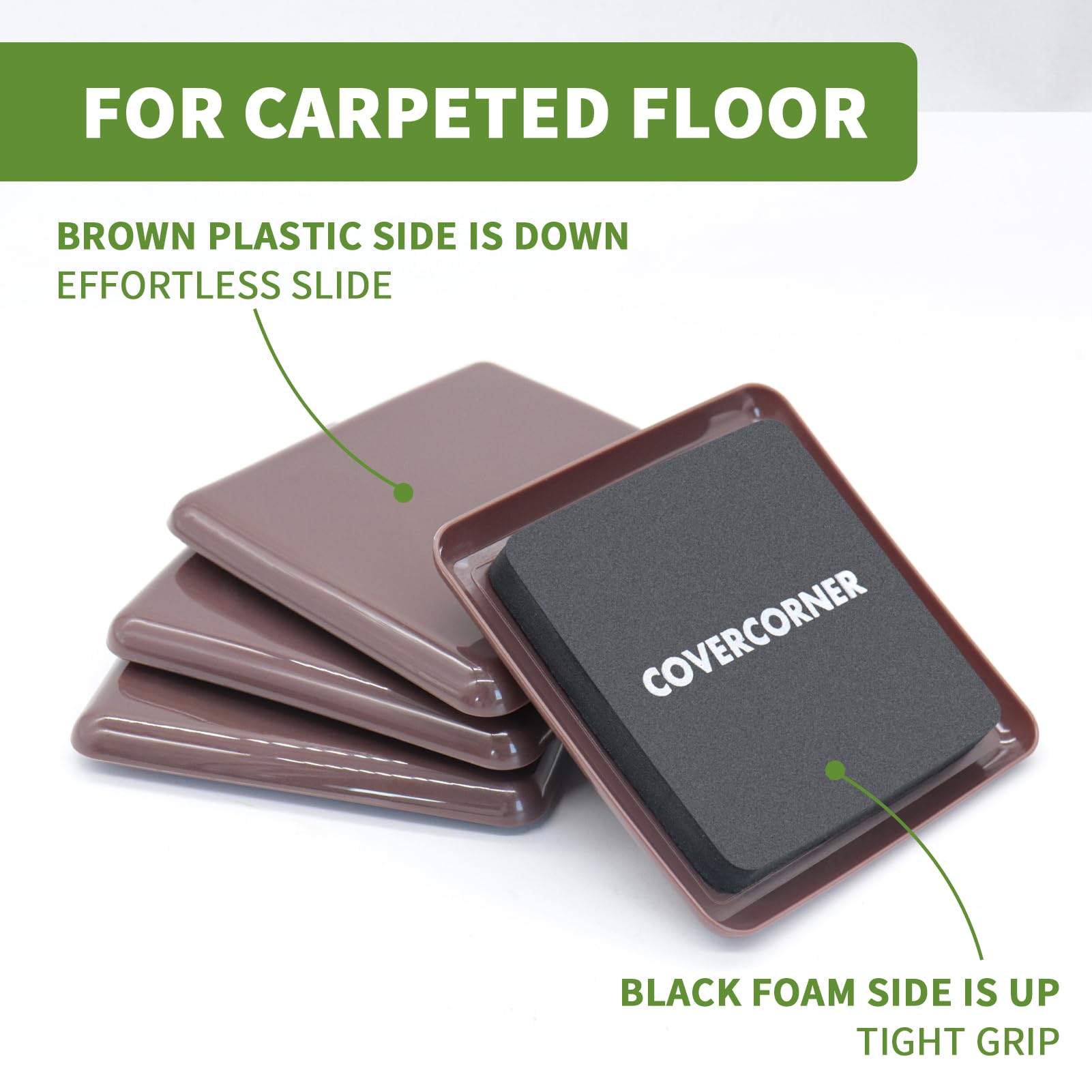 Furniture Sliders for Carpet 8 PCS (8 Count)