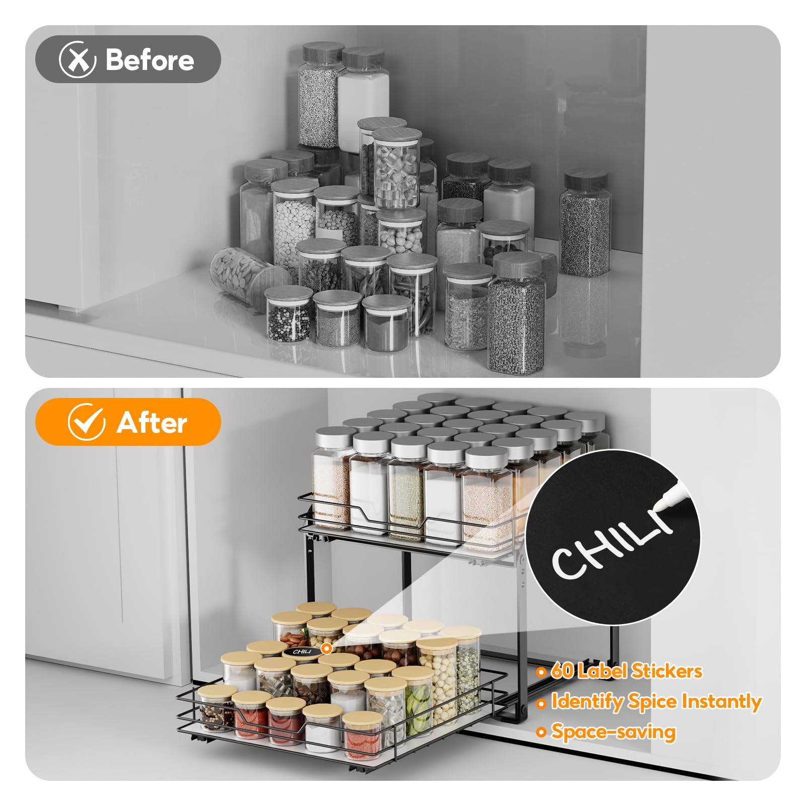 Pull Out Spice Rack Organizer for Cabinet
