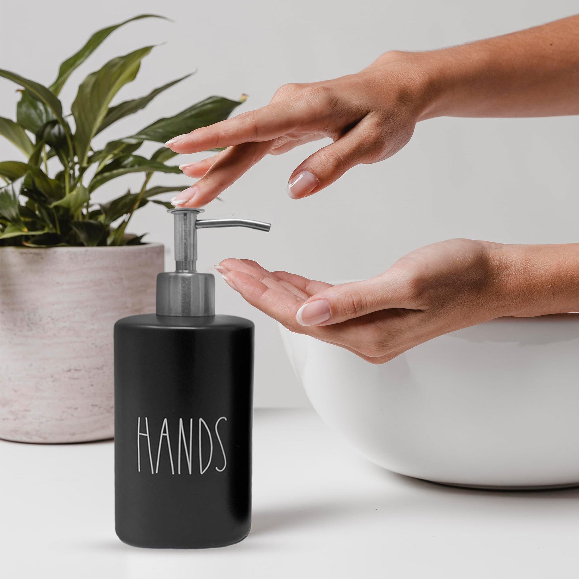 Modern Farmhouse Ceramic Dishes and Hands Soap Dispenser Set for Kitchen (2 Count)