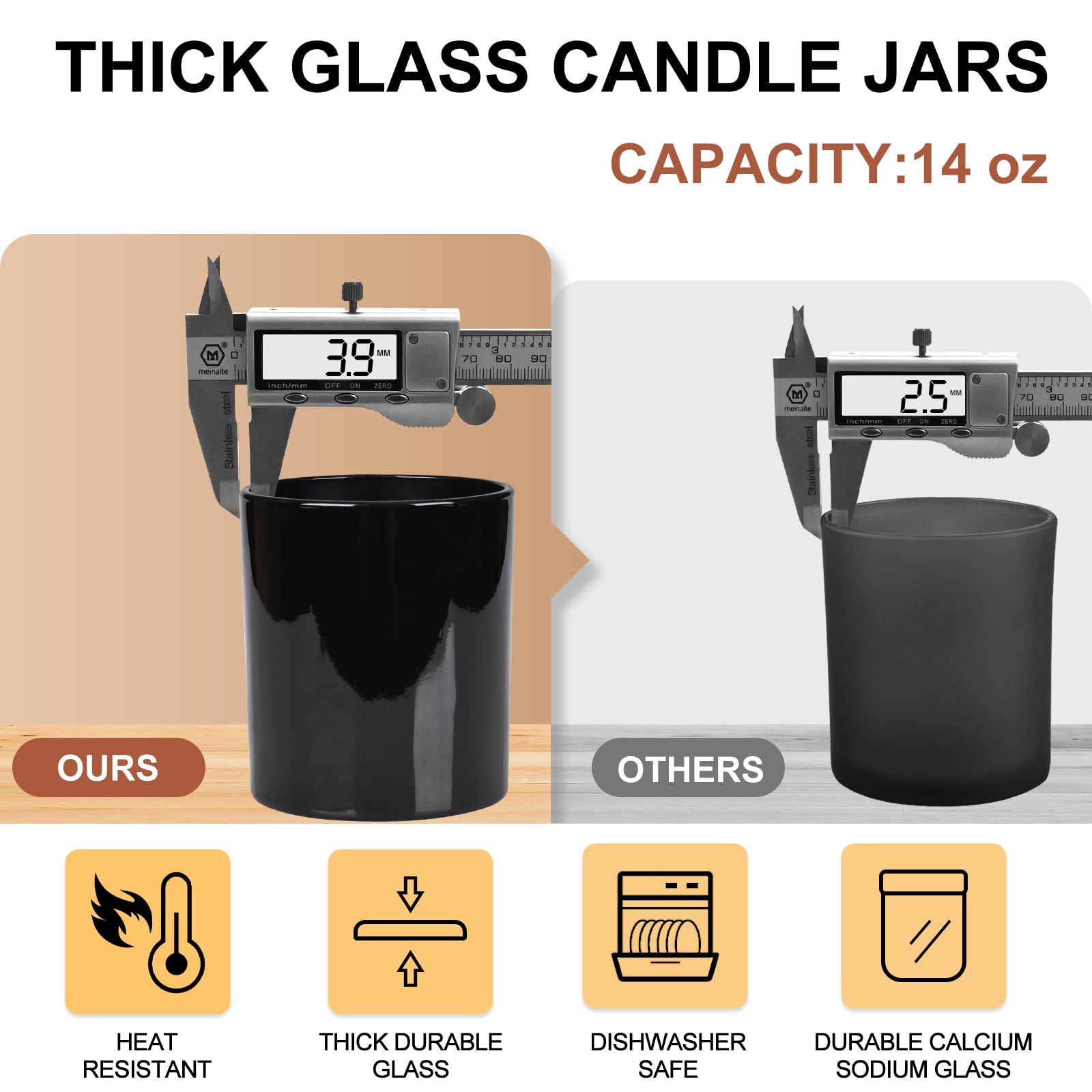 Thick Candle Jars for Making Candles 12 Pcs (12 Count)