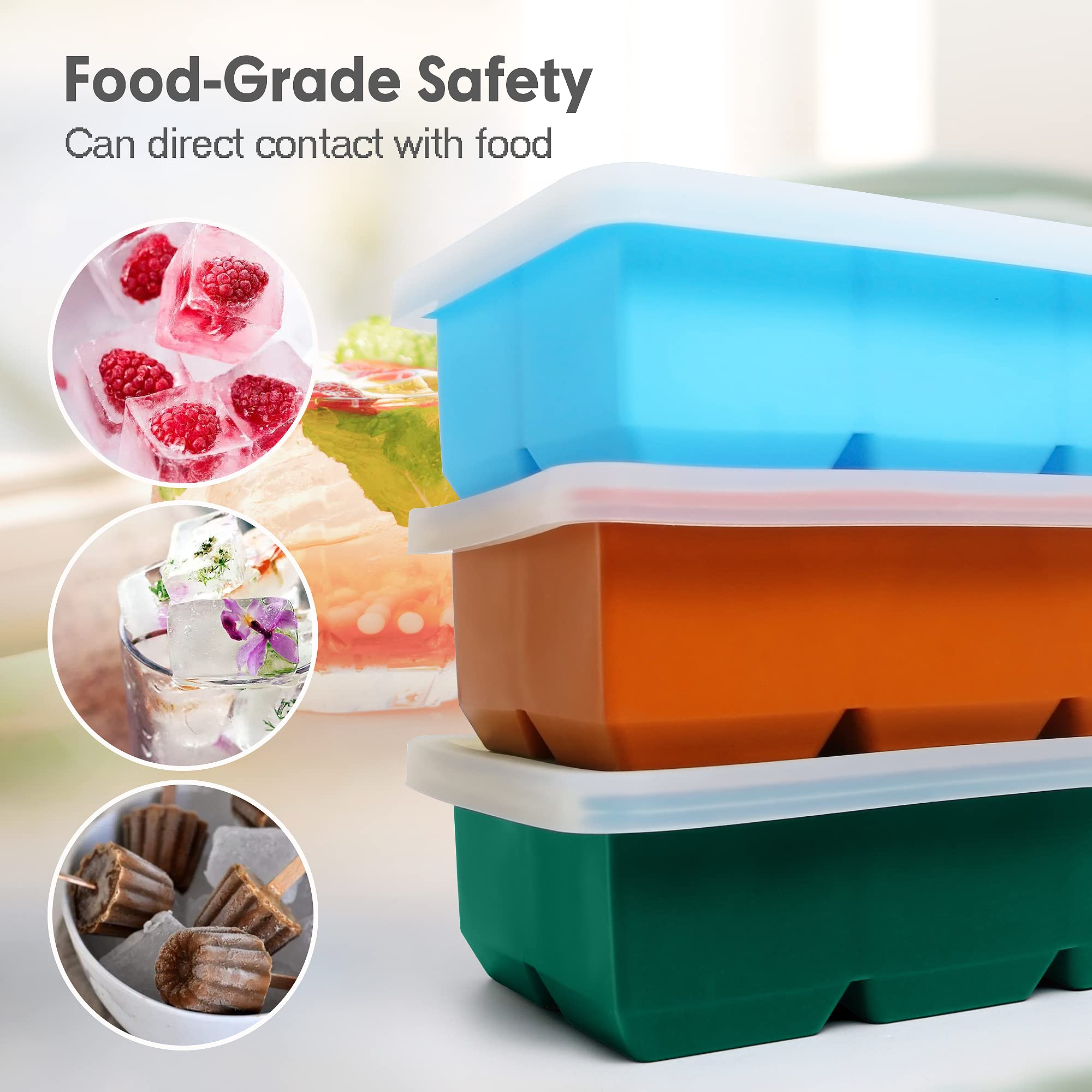 Silicone Ice Cube Trays 3 Pack (3 Count)