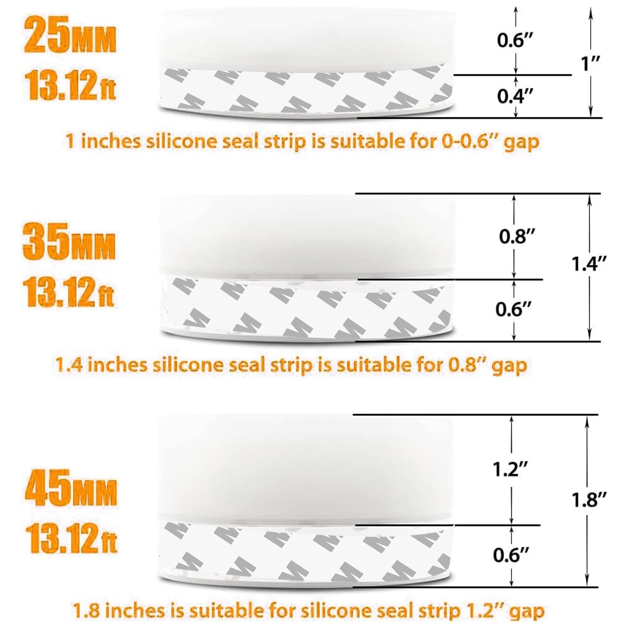 39.37 Ft Weather Stripping Door Seal Strip Tape (39.37 Foot)